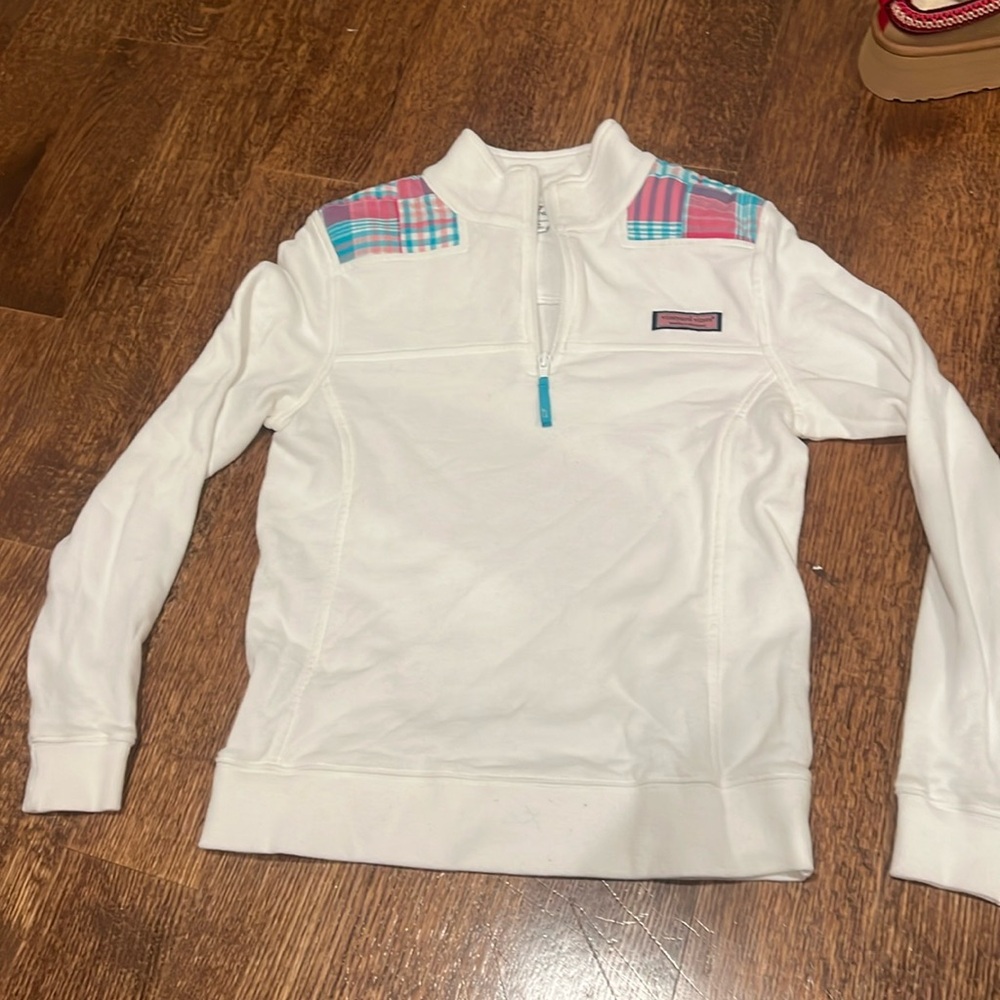 Vineyard Vines white and plaid womens shep shirt